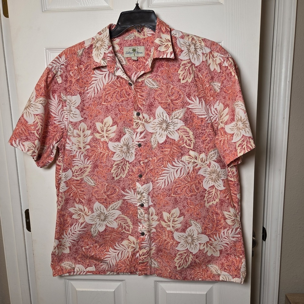 Island Shores men's‎ sz XL floral tropical button up hawaiian shirt 100% cotton